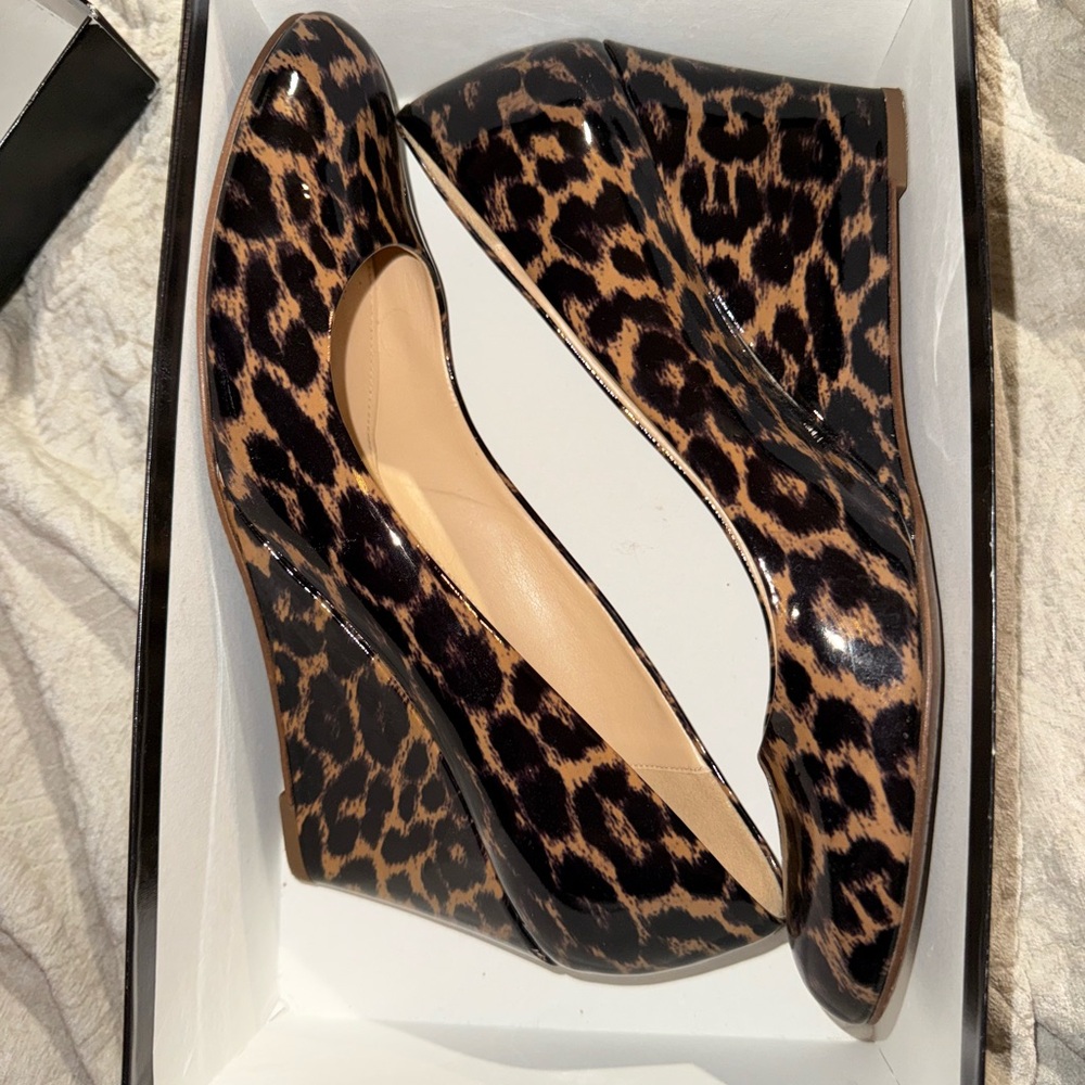 J. Crew Leopard Print Wedges Brown and Black